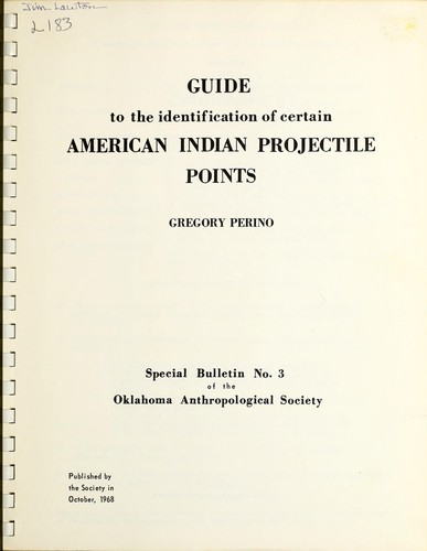 Cover for Guide to the identification of certain American Indian projectile points