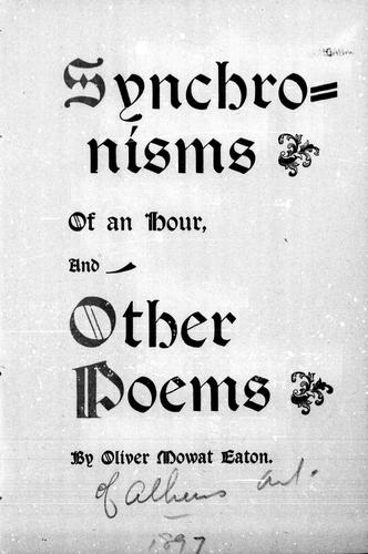 Cover for Synchronisms of an hour and other poems