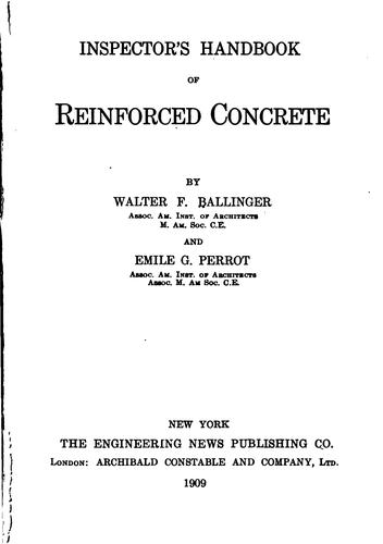 Cover for Inspector's handbook of reinforced concrete