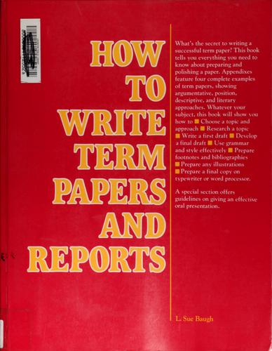 Cover for How to write term papers and reports