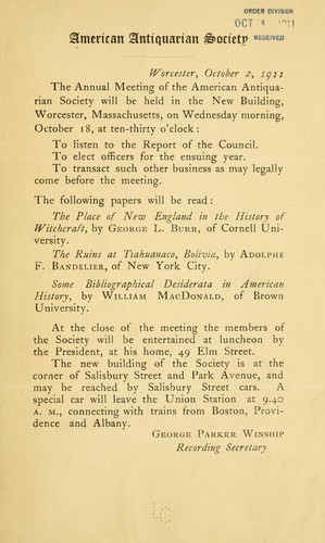 Cover for [Announcement of] annual meeting...
