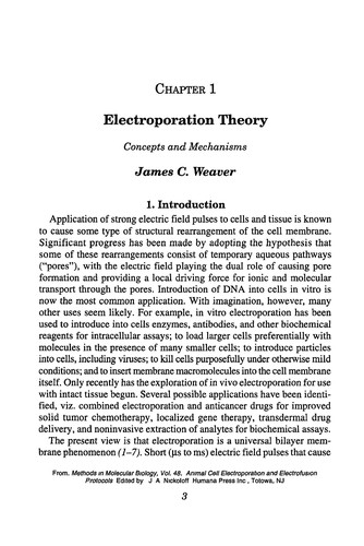 Cover for Animal cell electroporation and electrofusionprotocols