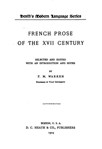 Cover for French Prose of the 17th Century