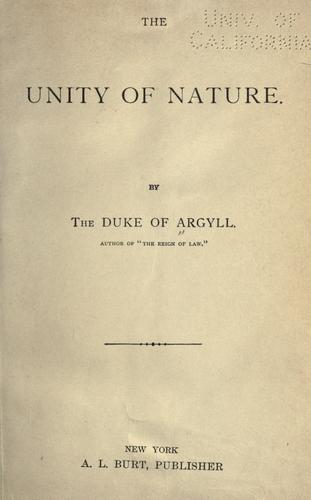Cover for The unity of nature