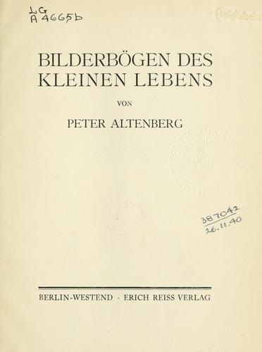 Cover for Bilderbögen des kleinen Lebens.