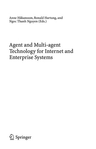 Cover for Agent and multi-agent technology for internet and enterprise systems
