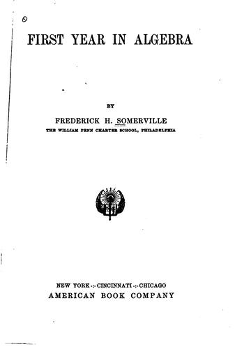 Cover for First year in algebra