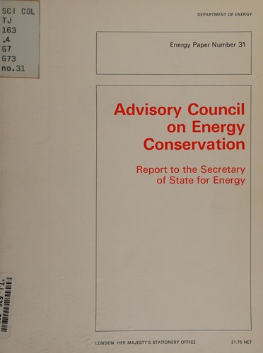 Cover for Report to the Secretary of State for Energy
