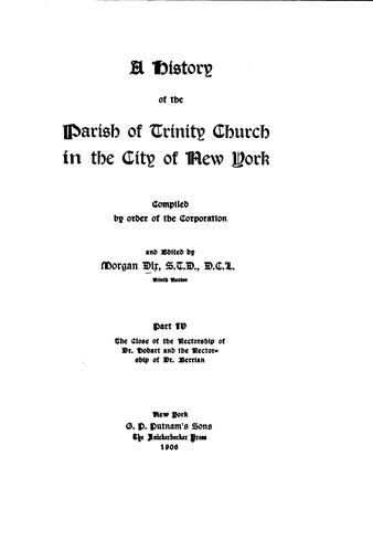 Cover for history of the parish of Trinity Church in the city of New York
