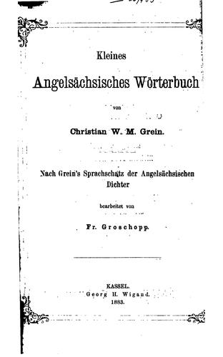 Cover for Kleines angelsächsisches Wörterbuch