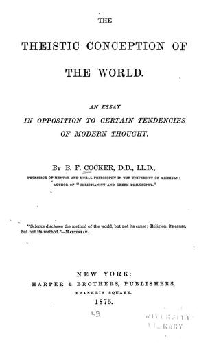 Cover for The theistic conception of the world.