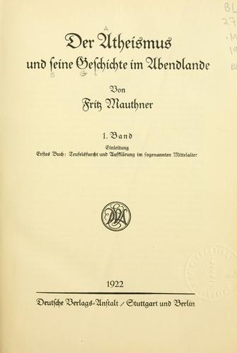 Cover for Der  Atheismus und seine Geschichte im Abendlande