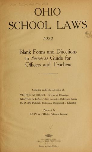 Cover for Ohio school laws, 1922
