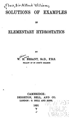 Cover for Solutions of examples in Elementary hydrostatics