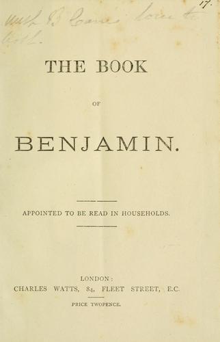 Cover for book of Benjamin