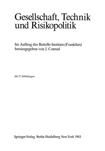 Cover for Gesellschaft, Technik und Risikopolitik