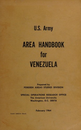 Cover for Area handbook for Venezuela
