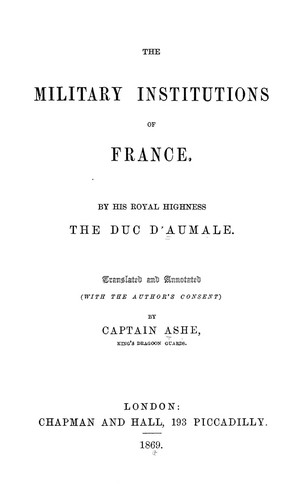 Cover for The military institutions of France