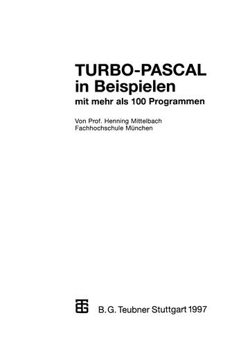 Cover for TURBO-PASCAL in Beispielen