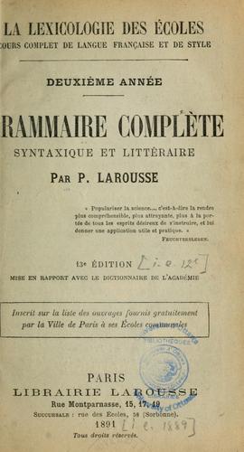 Cover for Grammaire complète syntaxique et littéraire