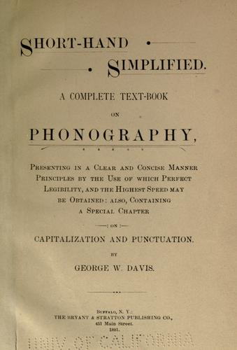 Cover for Short-hand simplified.