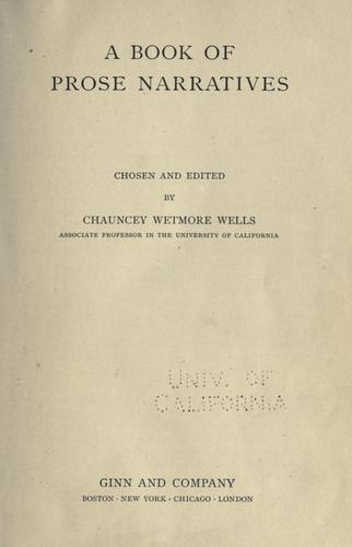 Cover for A book of prose narratives