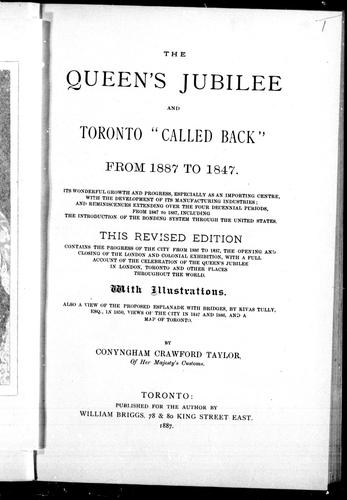 Cover for The Queen's jubilee and Toronto "called back" from 1887 to 1847