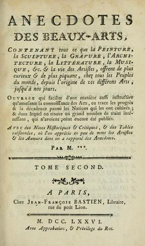 Cover for Anecdotes des beaux-arts