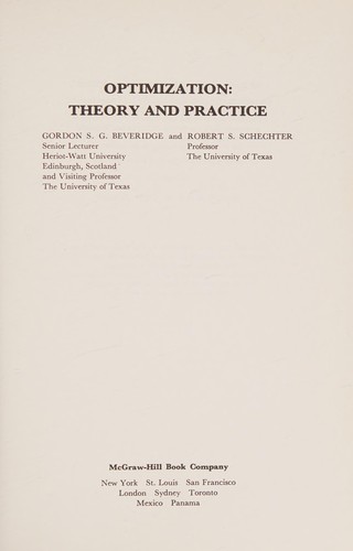 Cover for Optimization (Chemical Engineering)