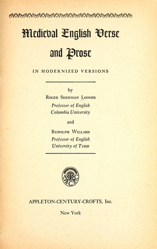 Cover for Medieval English verse and prose in modernized versions