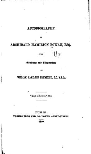 Cover for Autobiograhy of Archibald Hamilton Rowan, esq.