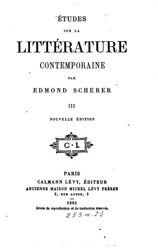 Cover for Etudes critiques sur la littérature contemporaine