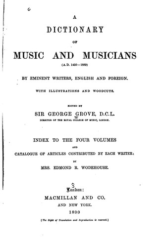 Cover for A Dictionary of Music and Musicians: (A.D. 1450-1889)