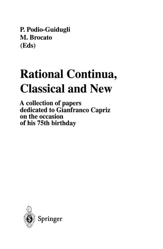 Cover for Rational Continua, Classical and New
