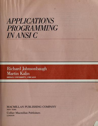 Cover for Applications programming in ANSI C