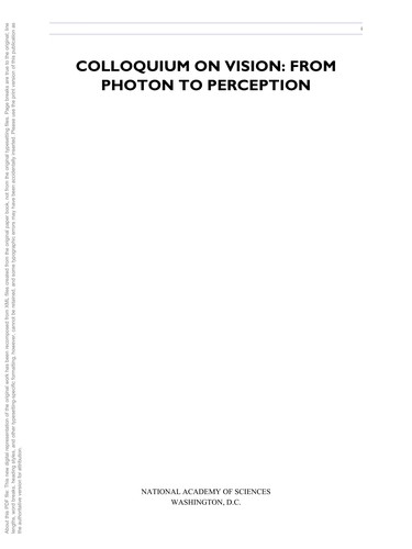 Cover for Colloquium on vision