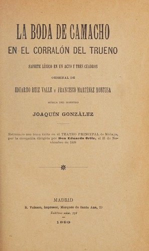Cover for La boda de Camacho en el corralón del trueno