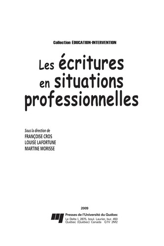 Cover for Les écritures en situations professionnelles