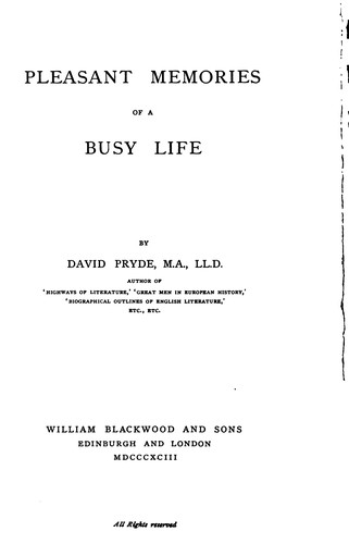 Cover for Pleasant Memories of a Busy Life