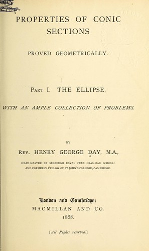 Cover for Properties of conic sections, proved geometrically.
