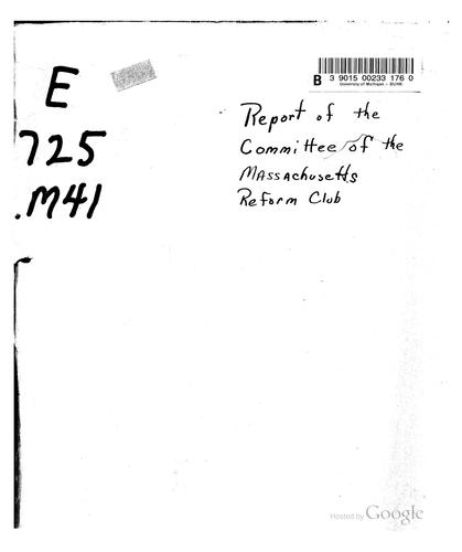 Cover for Report of the committee of the Massachusetts reform club appointed to collect testimony in relation to the Spanish-American war, 1898-1899.