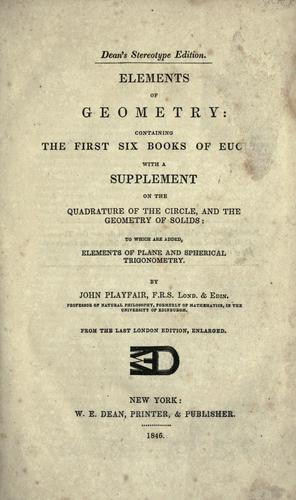 Cover for Elements of geometry