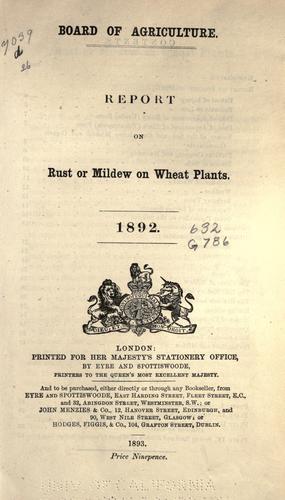 Cover for Report on rust or mildew on wheat plants, 1892.