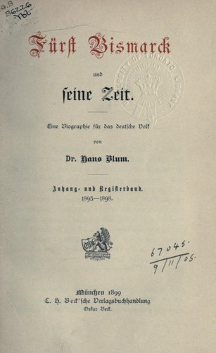 Cover for Fürst Bismarck und seine Zeit