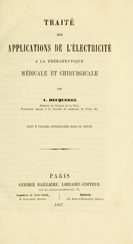 Cover for Traité des applications de l'électricité à la thérapeutique médicale et chirurgicale