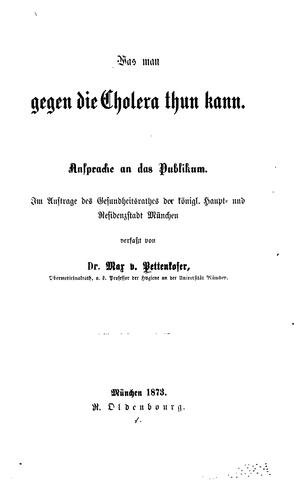 Cover for Was man gegen die Cholera Thun kann: Ansprache an das Publikum