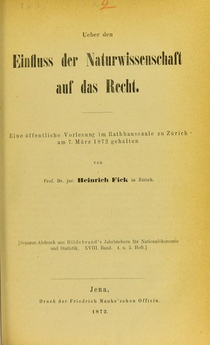 Cover for Ueber den Einfluss der Naturwissenschaft auf das Recht