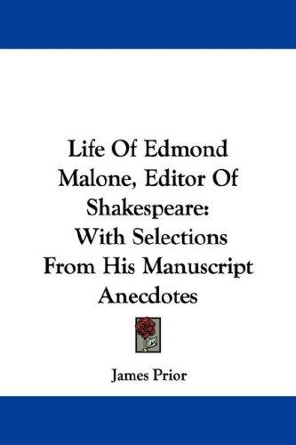 Cover for Life Of Edmond Malone, Editor Of Shakespeare