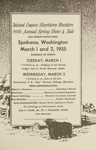 Cover for Inland Empire Shorthorn Breeders 39th annual spring show & sale