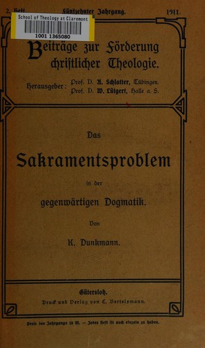 Cover for Das Sakramentaproblem in der gegenwärtigen Dogmatik